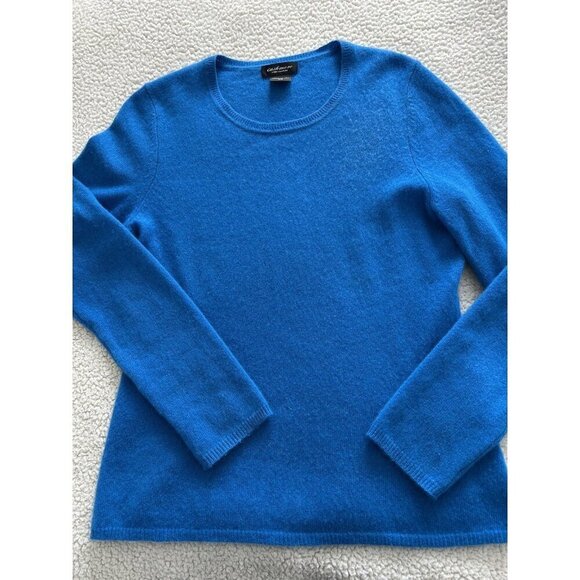 Lord & Taylor 100% Cashmere Round Neck Sweater Women Turquoise Blue Size L - Picture 4 of 7
